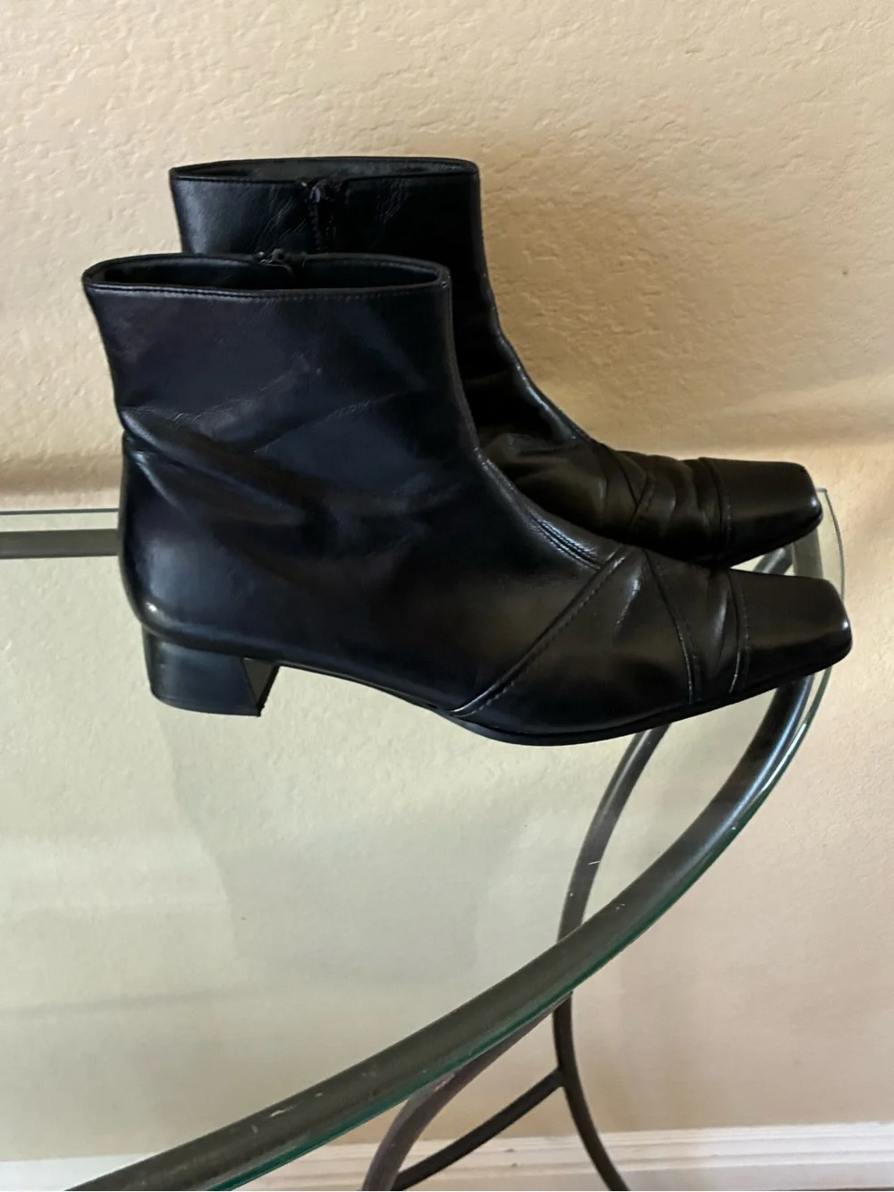 Paul Green Black  Square-Toe Ankle Boots